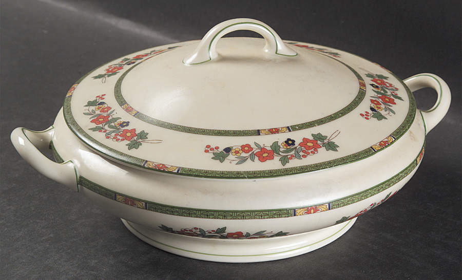 2364 Round Covered Vegetable by Royal Ivory (Czech, Germany)-1