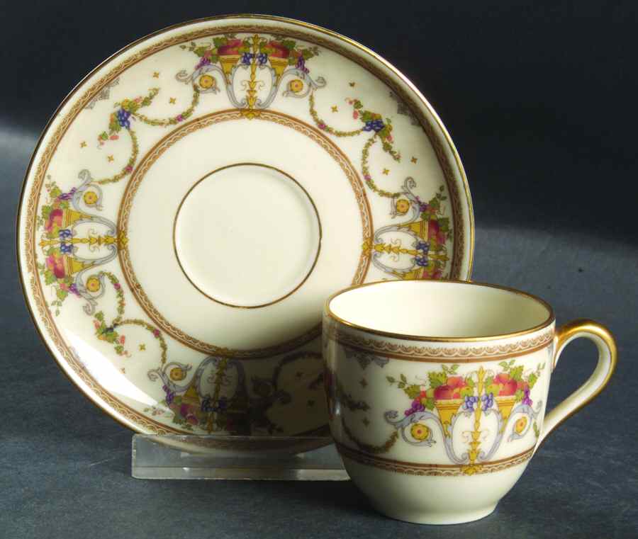 2392 Flat Demitasse Cup & Saucer Set by Royal Ivory (Czech, Germany)-1
