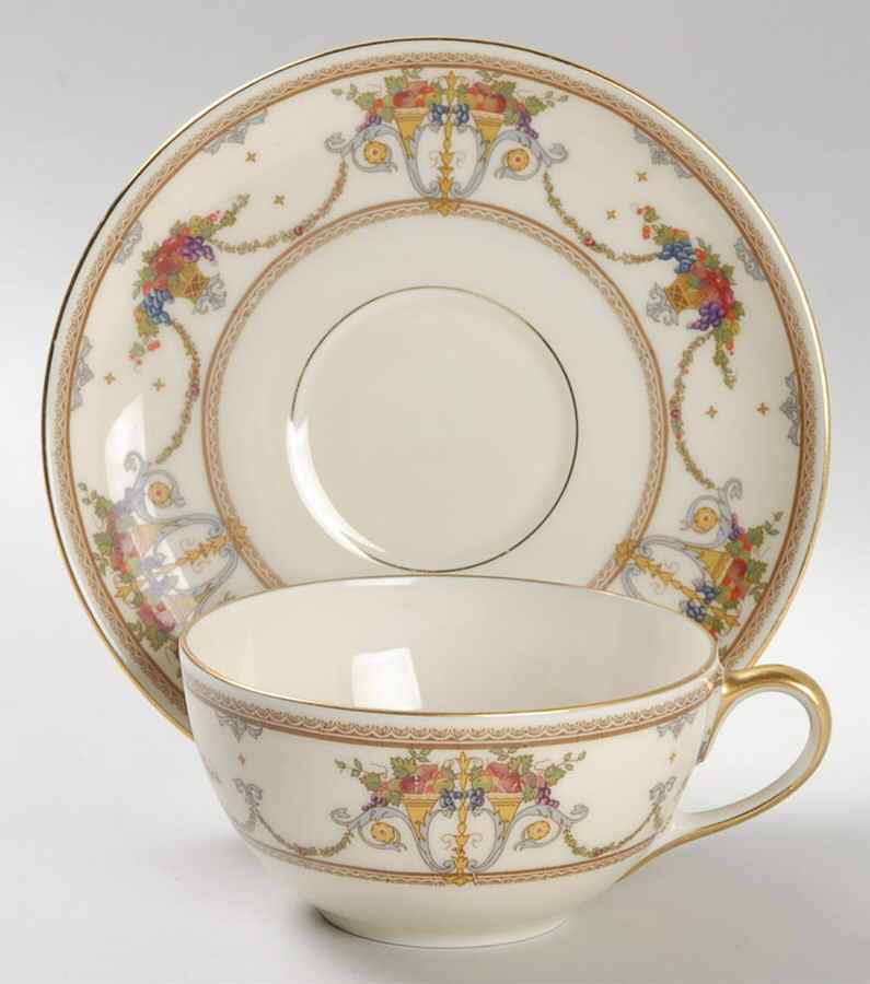 2392 Flat Cup & Saucer Set by Royal Ivory (Czech, Germany)-1