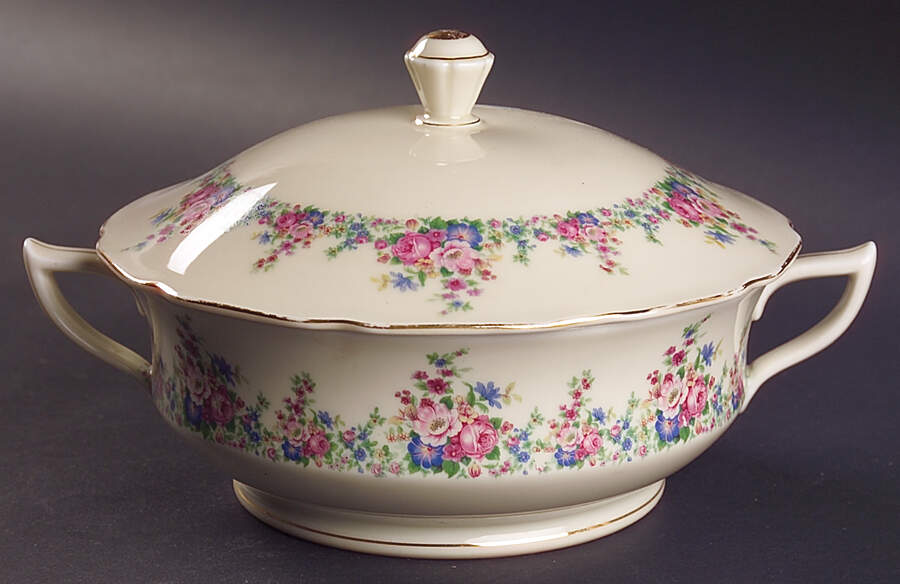 2661  Round Covered Vegetable by Royal Ivory (Czech, Germany)-1