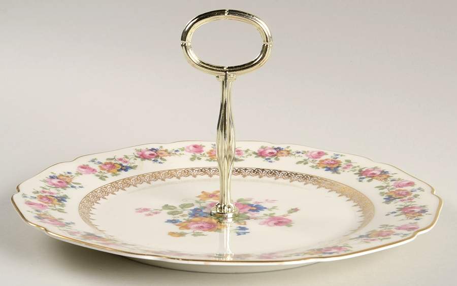 508 Round Serving Plate with Handle (DP) by Royal Ivory (Czech, Germany)-1