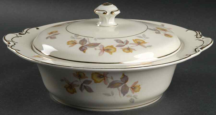 Autumn Round Covered Vegetable by Royal Ivory (Czech, Germany)-1