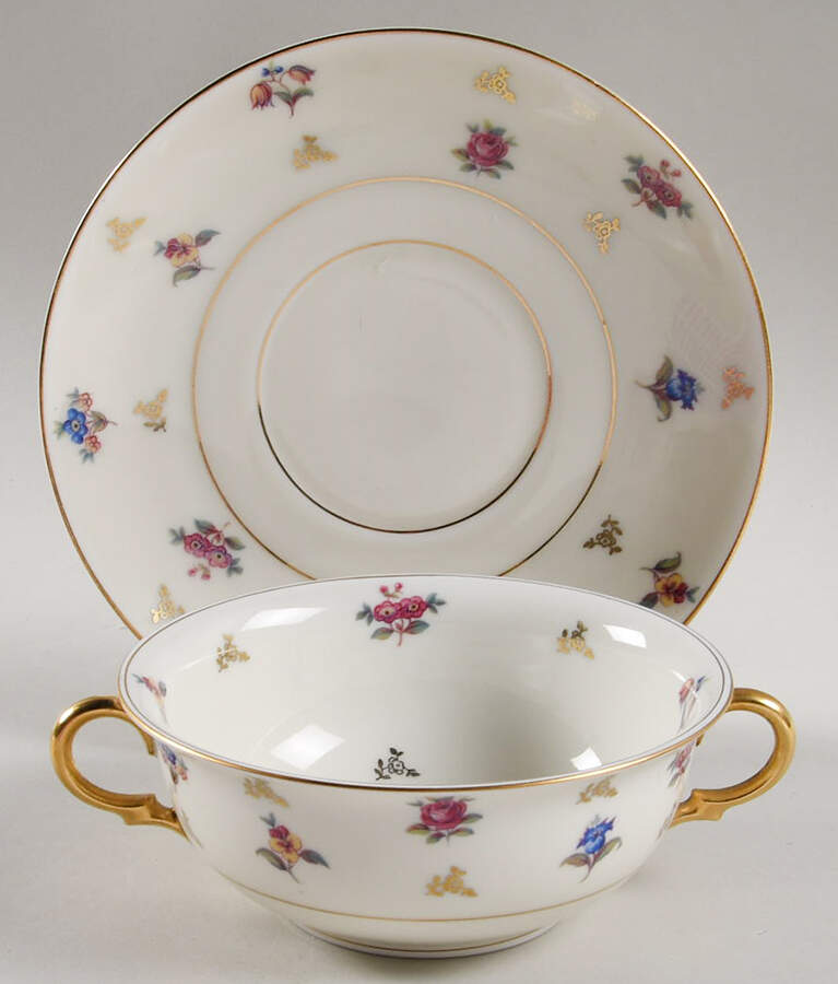 Biltmore Flat Cream Soup Bowl & Saucer Set by Royal Ivory (Czech, Germany)-1