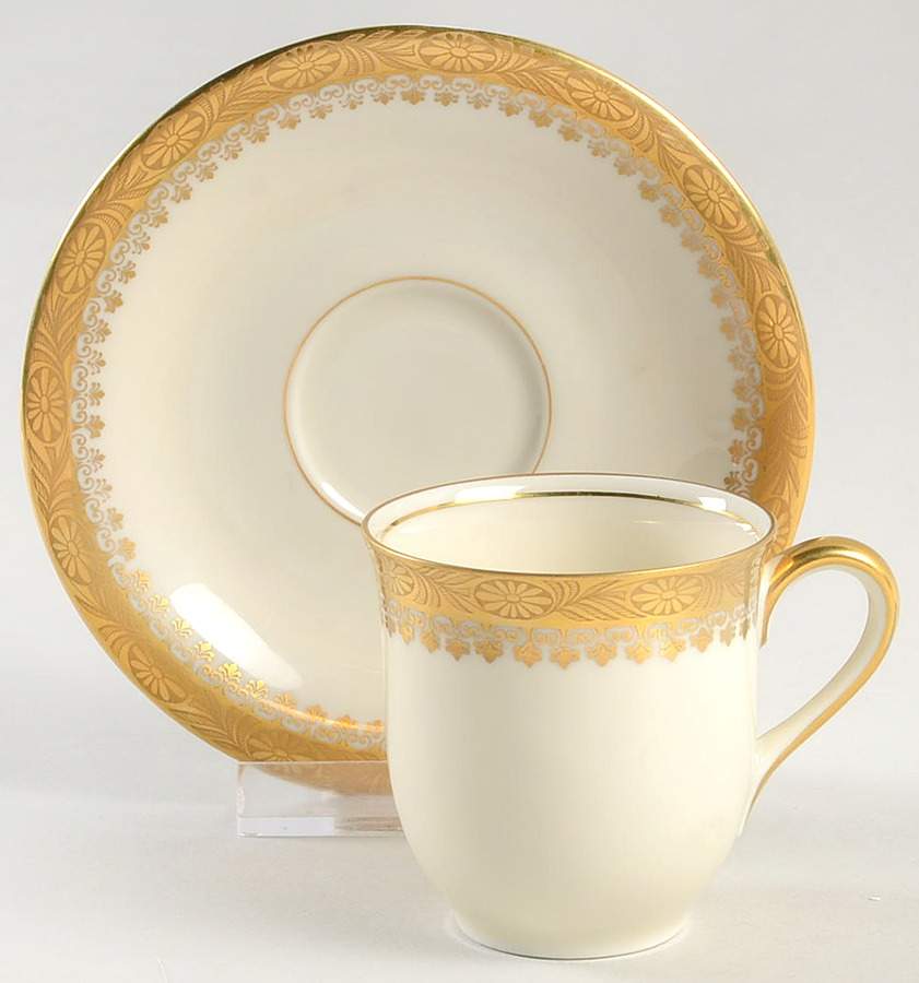 Buckingham Flat Demitasse Cup & Saucer Set by Royal Ivory (Czech, Germany)-1