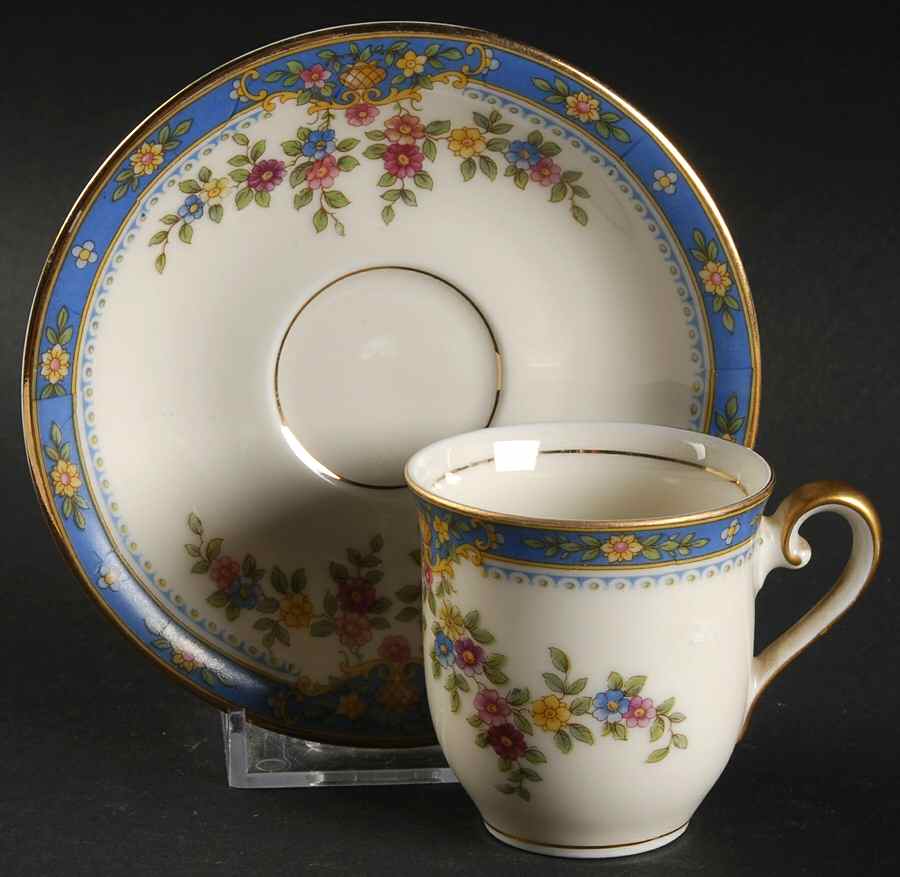 Chesly Flat Demitasse Cup & Saucer Set by Royal Ivory (Czech, Germany)-1