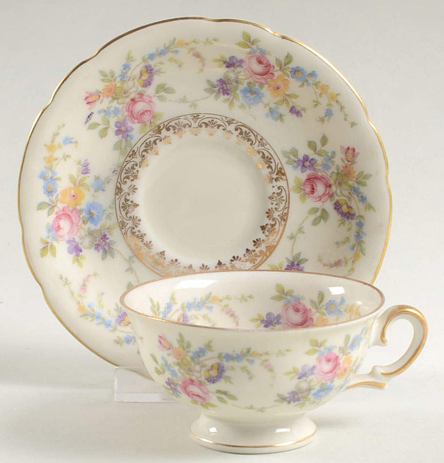 Claridge Footed Demitasse Cup & Saucer Set by Royal Ivory (Czech, Germany)-1