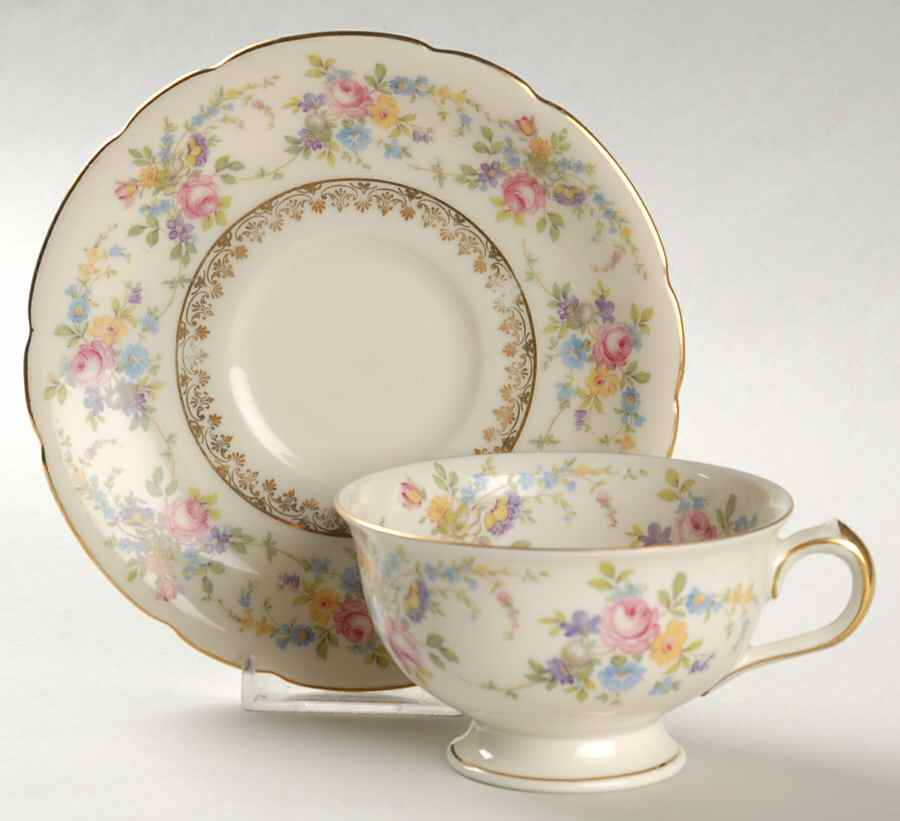 Claridge Footed Cup & Saucer Set by Royal Ivory (Czech, Germany)-1