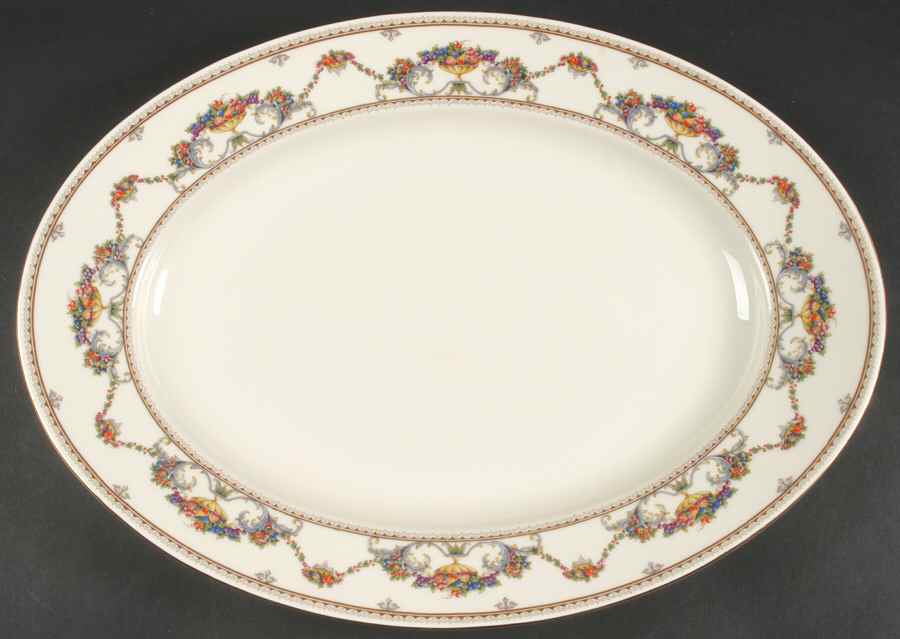 The Festival (Fruit) 18" Oval Serving Platter by Royal Ivory (Czech, Germany)-1