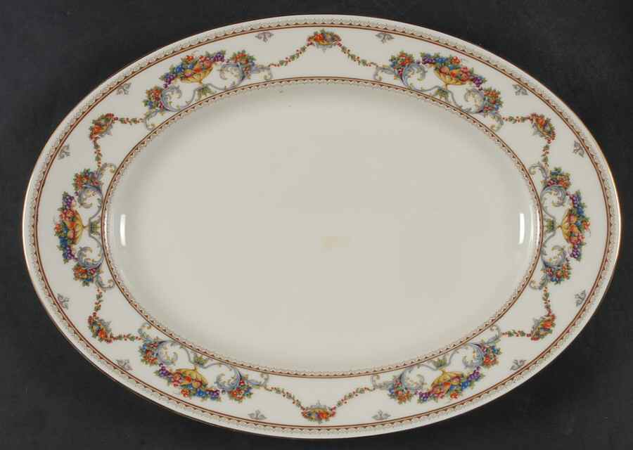 The Festival (Fruit) 15" Oval Serving Platter by Royal Ivory (Czech, Germany)-1