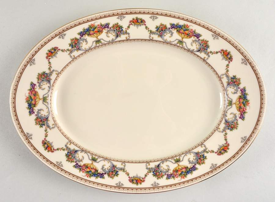 The Festival (Fruit) 13" Oval Serving Platter by Royal Ivory (Czech, Germany)-1