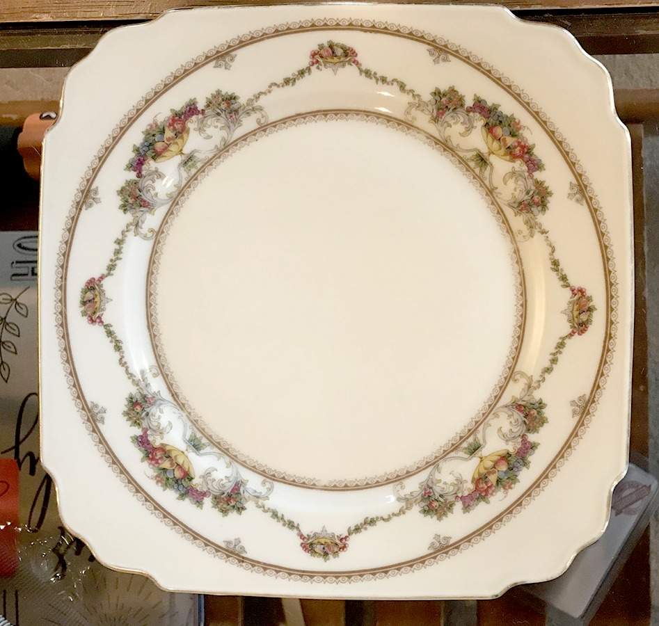 The Festival (Fruit) Square Salad Plate by Royal Ivory (Czech, Germany)-1