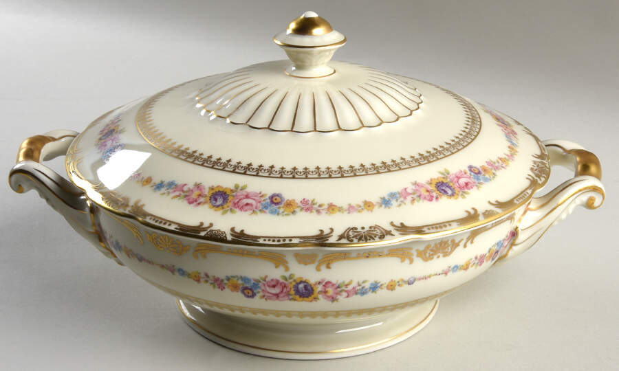 The Festival (Flowers) Round Covered Vegetable by Royal Ivory (Czech, Germany)-1