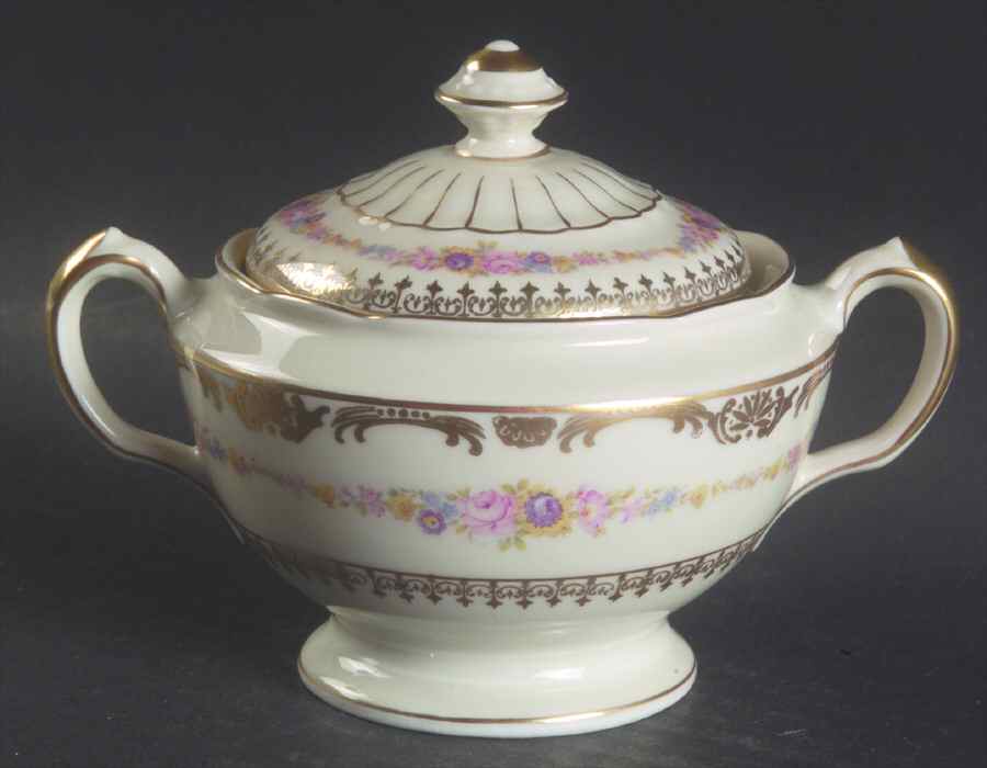 The Festival (Flowers) Sugar Bowl & Lid by Royal Ivory (Czech, Germany)-1