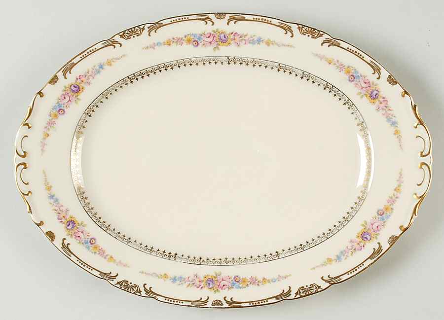 The Festival (Flowers) 13" Oval Serving Platter by Royal Ivory (Czech, Germany)-1