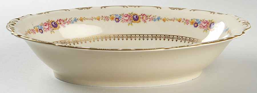 The Festival (Flowers) 10" Oval Vegetable Bowl by Royal Ivory (Czech, Germany)-1