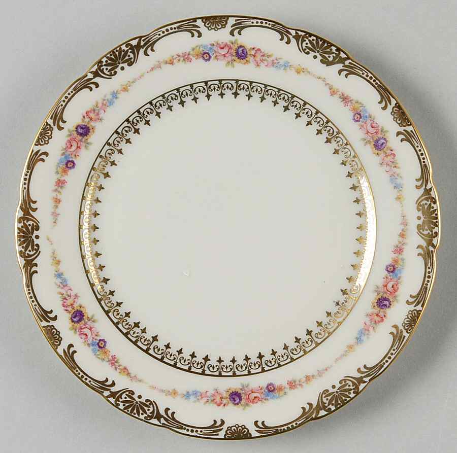 The Festival (Flowers) Bread & Butter Plate by Royal Ivory (Czech, Germany)-1