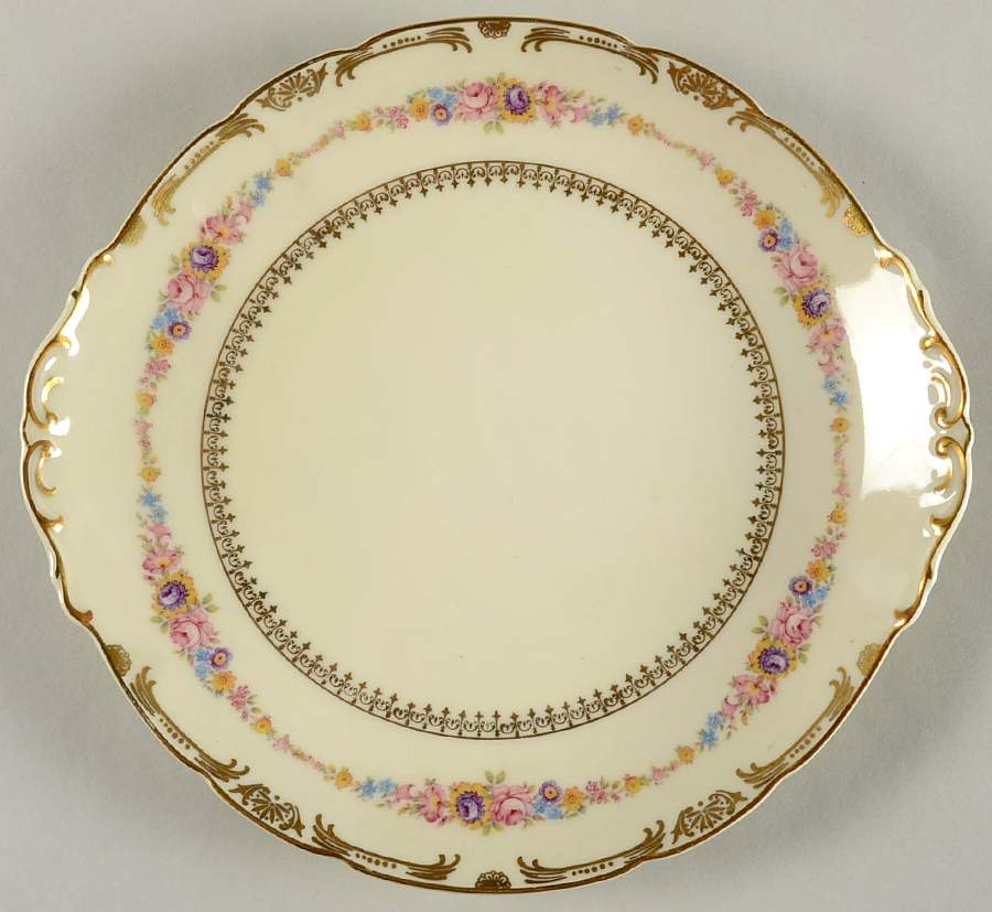 The Festival (Flowers) Handled Cake Plate by Royal Ivory (Czech, Germany)-1