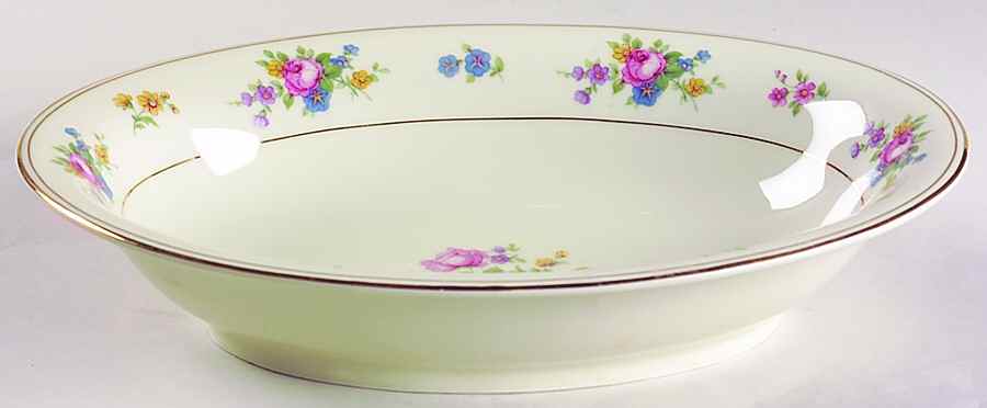 June Roses 10" Oval Vegetable Bowl by Royal Ivory (Czech, Germany)-1