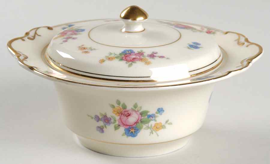 June Roses Sugar Bowl & Lid by Royal Ivory (Czech, Germany)-1