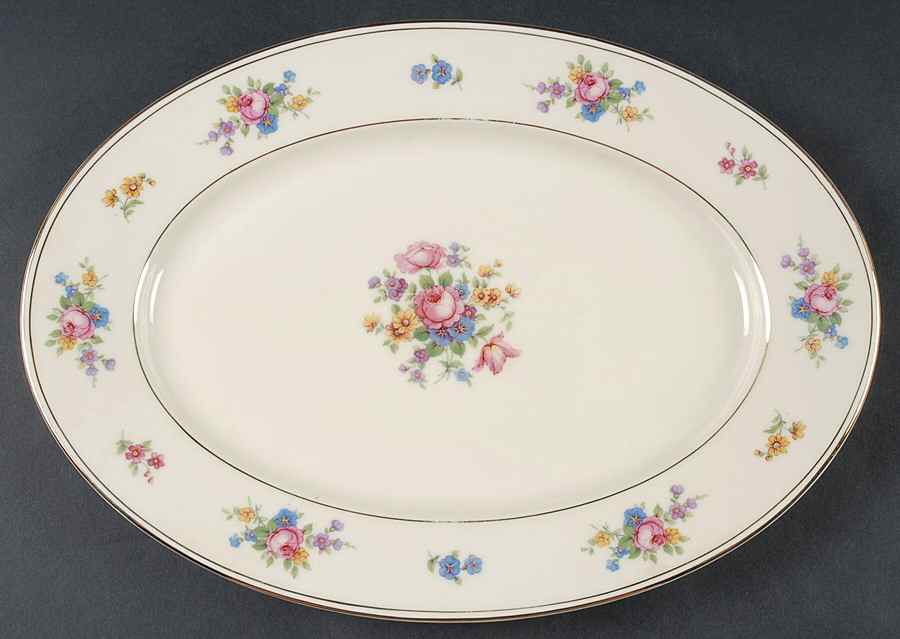 June Roses 13" Oval Serving Platter by Royal Ivory (Czech, Germany)-1