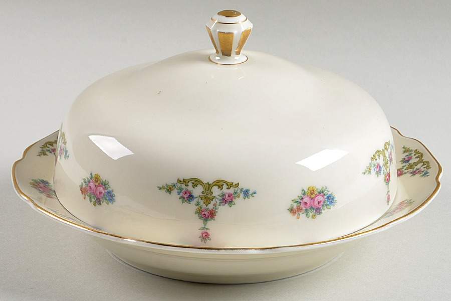 The Myrtle Round Covered Butter by Royal Ivory (Czech, Germany)-1