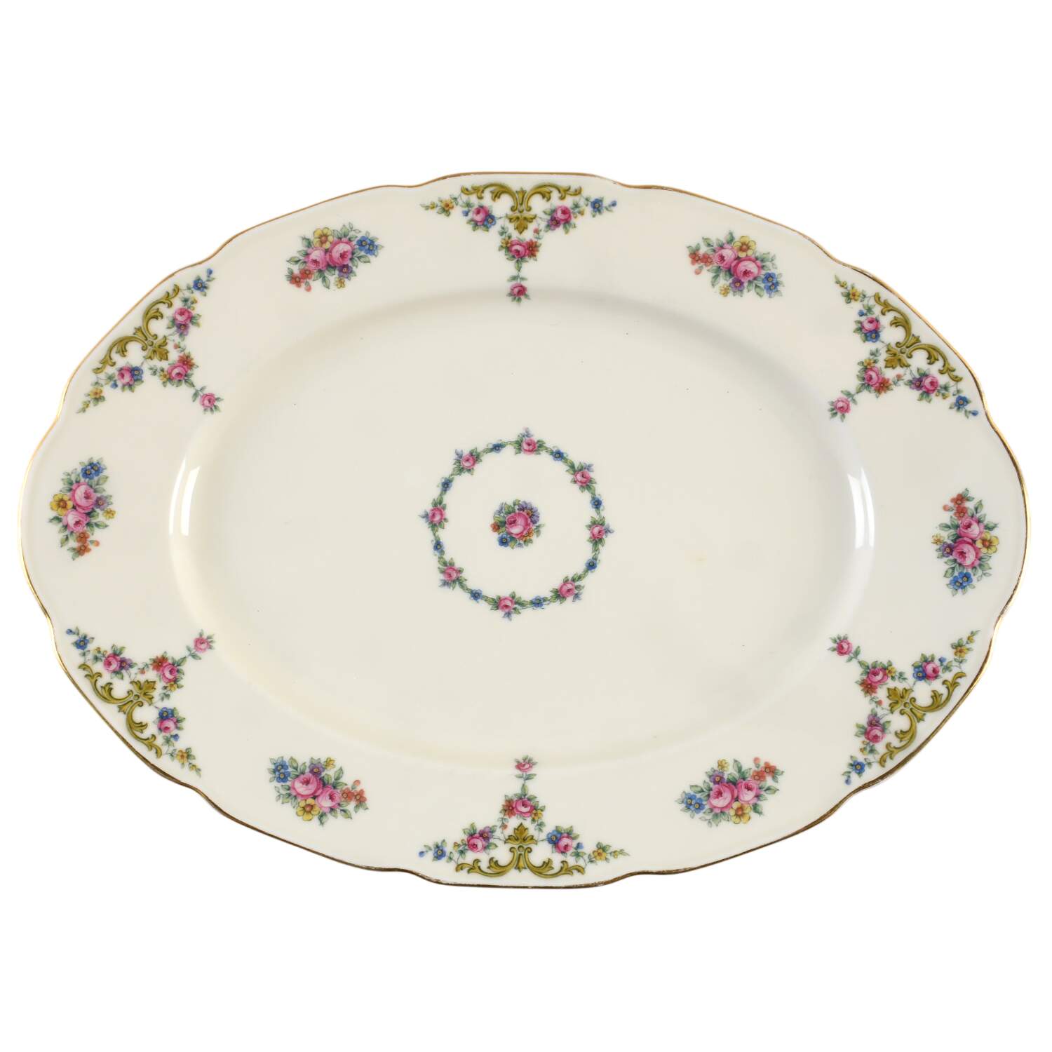 The Myrtle 13" Oval Serving Platter by Royal Ivory (Czech, Germany)-1