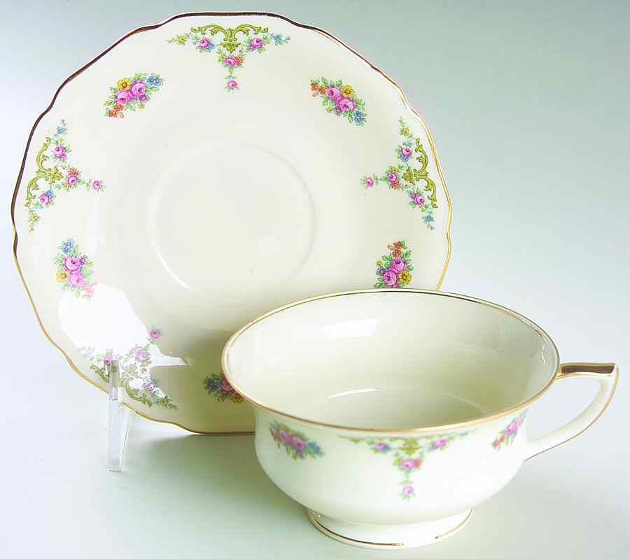 The Myrtle Footed Cup & Saucer Set by Royal Ivory (Czech, Germany)-1