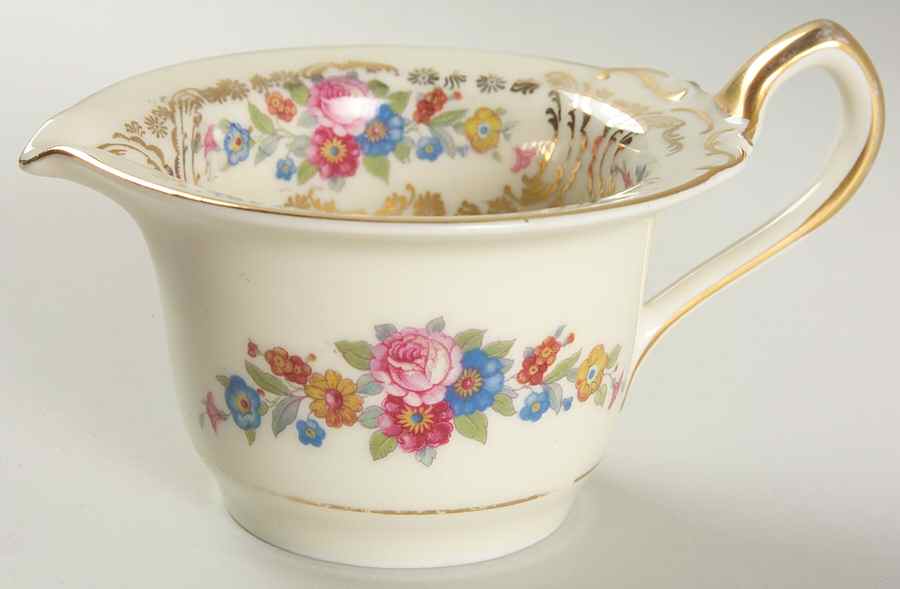 Queens Rose (Smooth, Gold Scrolls) Creamer by Royal Ivory (Czech, Germany)-1