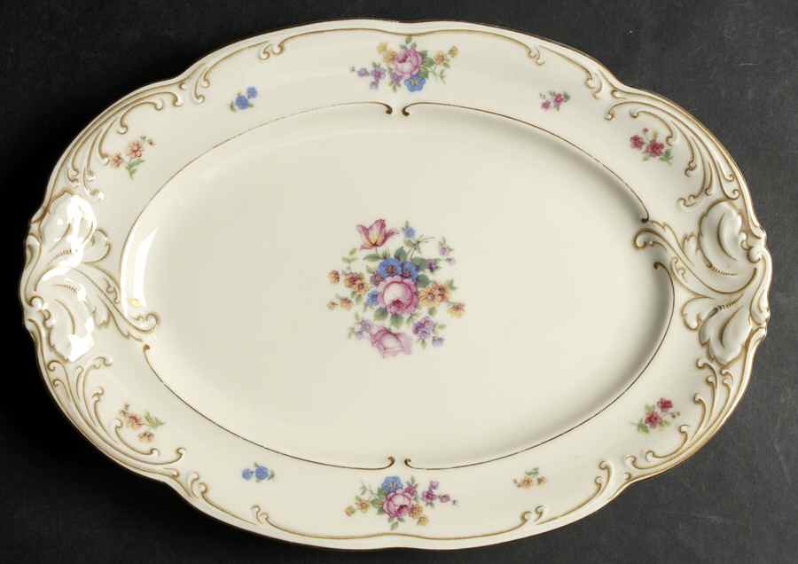 Renaissance 13" Oval Serving Platter by Royal Ivory (Czech, Germany)-1