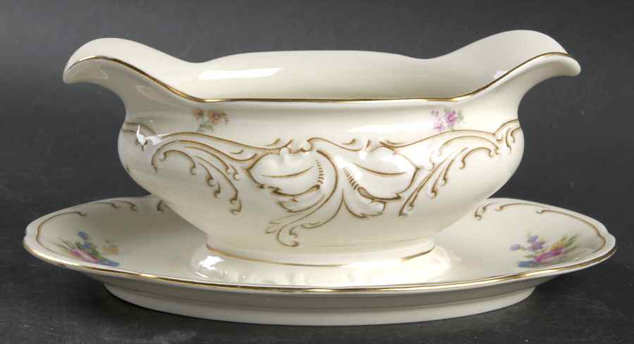 Renaissance Gravy Boat with Attached Underplate by Royal Ivory (Czech, Germany)-1