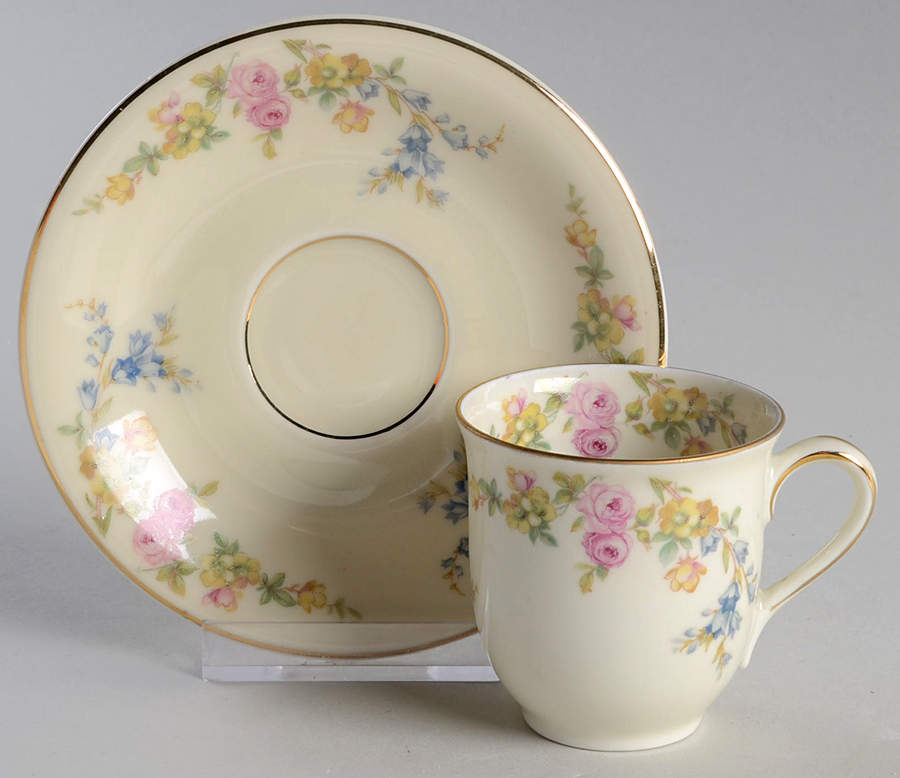 Riviera Flat Demitasse Cup & Saucer Set by Royal Ivory (Czech, Germany)-1