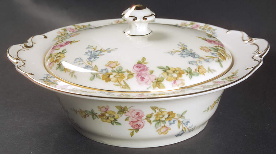Riviera Round Covered Vegetable by Royal Ivory (Czech, Germany)-1