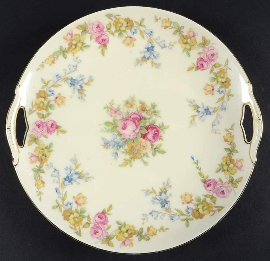 Riviera Handled Cake Plate by Royal Ivory (Czech, Germany)-1