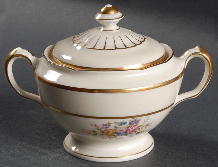Riviera (James) Sugar Bowl & Lid by Royal Ivory (Czech, Germany)-1