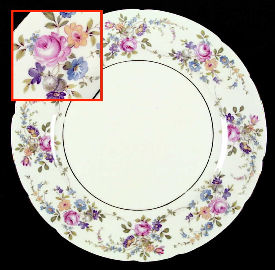 Queens Rose (Scalloped, No Gold Scrolls) Dinner Plate by Royal Ivory (Czech, Germany)-1
