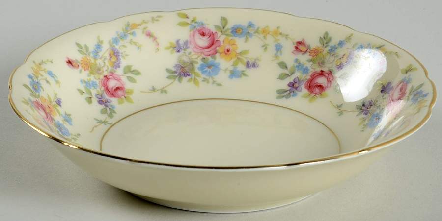 Queens Rose (Scalloped, No Gold Scrolls) Fruit/Dessert (Sauce) Bowl by Royal Ivory (Czech, Germany)-1