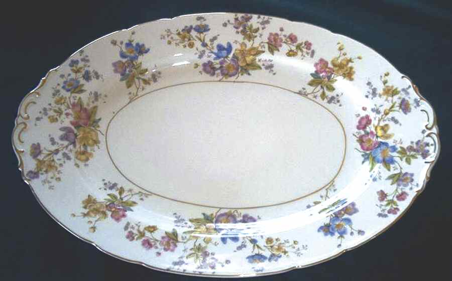 The Symphony Scalloped 14" Oval Serving Platter by Royal Ivory (Czech, Germany)-1