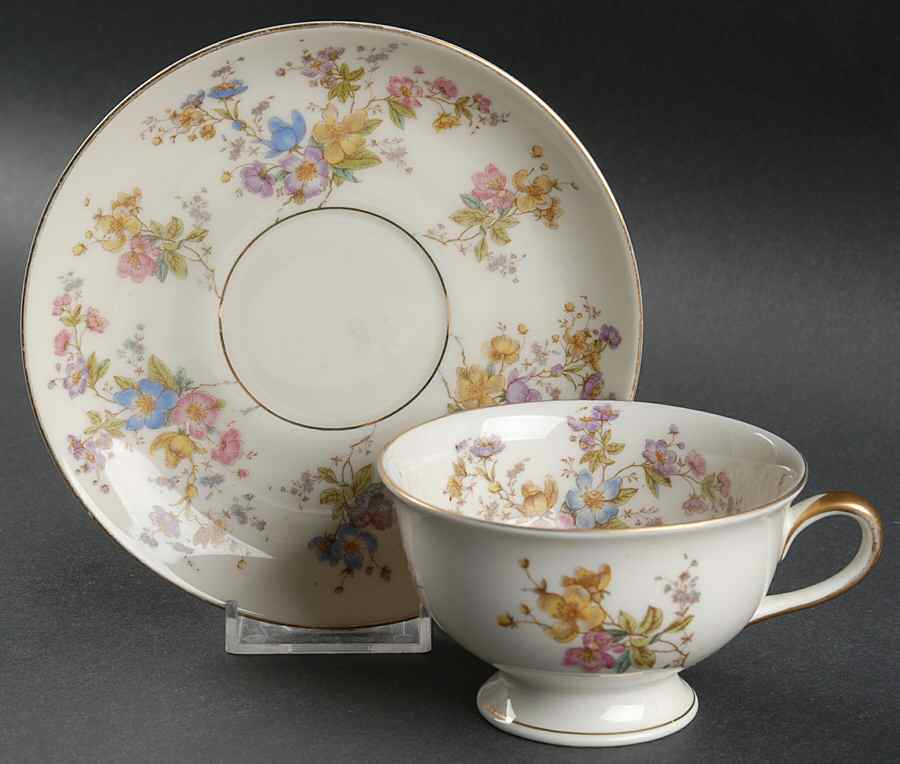 The Symphony Footed Cup & Saucer Set by Royal Ivory (Czech, Germany)-1