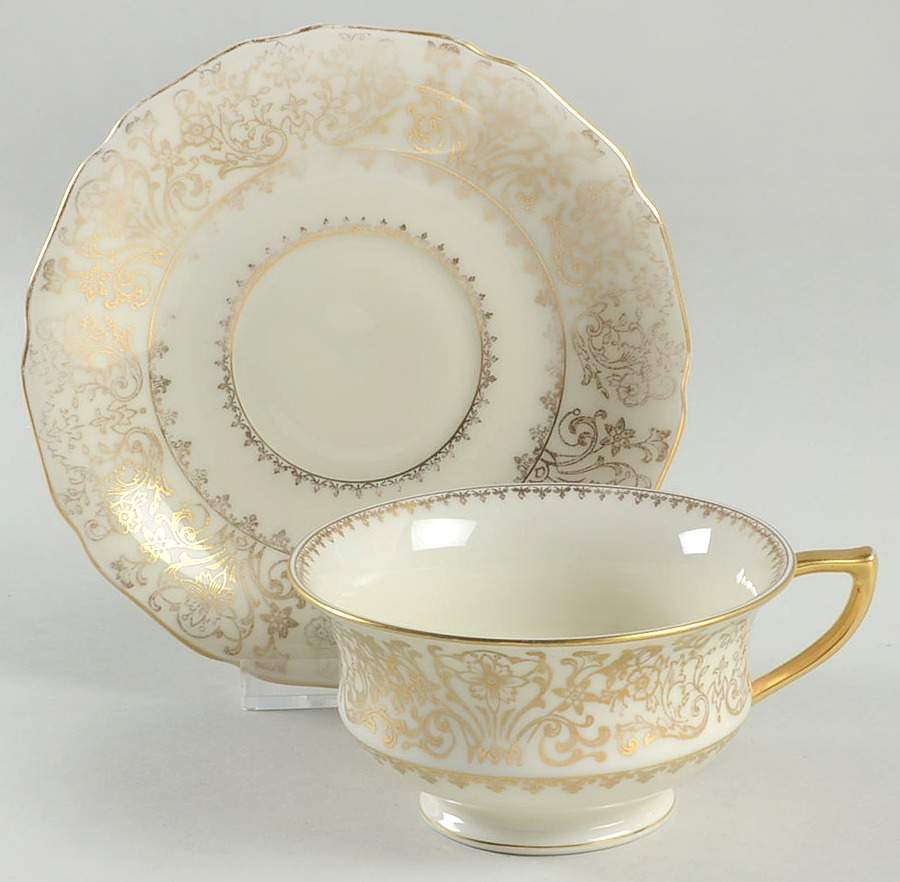 Symphony (Windsor Shape) Footed Cup & Saucer Set by Royal Ivory (Czech, Germany)-1
