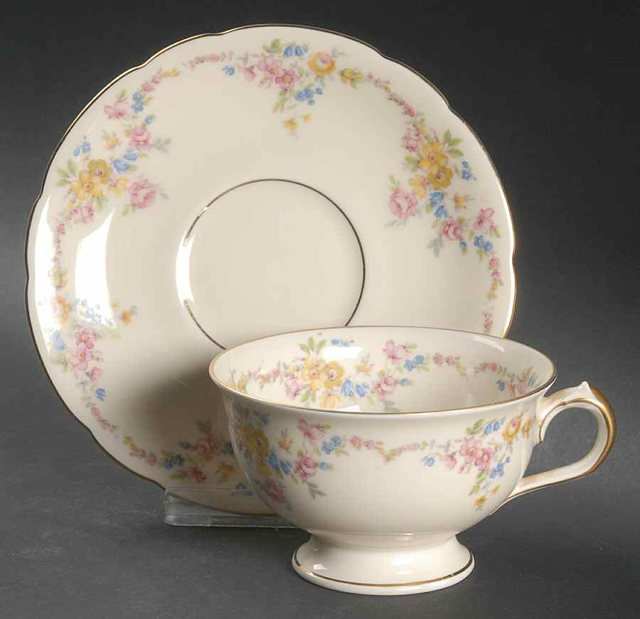Yale Footed Cup & Saucer Set by Royal Ivory (Czech, Germany)-1
