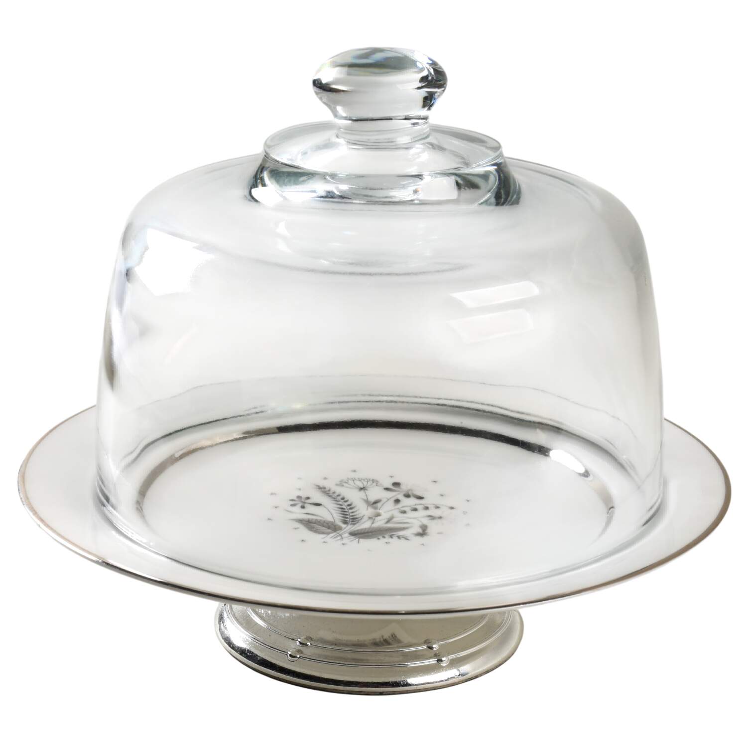 Allegro 6 1/2"-7 1/2" Footed Cheese Plate w/ Glass Dome HC by Royal Jackson-1
