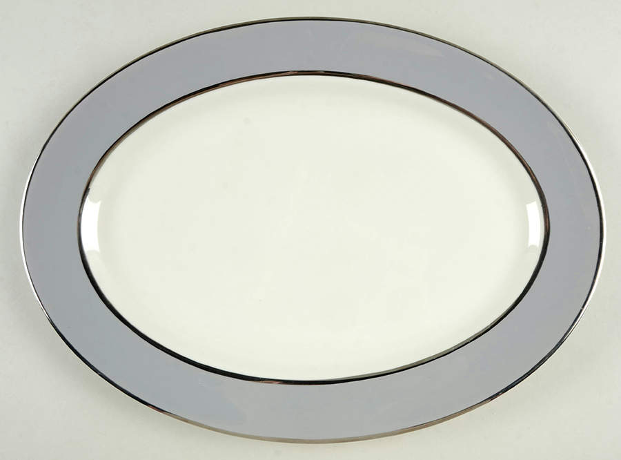 Ambassador Gray (Platinum) 13" Oval Serving Platter by Royal Jackson-1