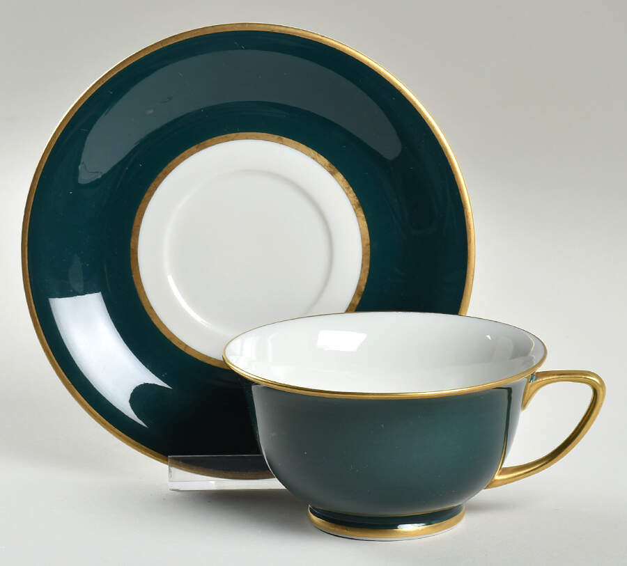 Ambassador Hunter Green Footed Cup & Saucer Set by Royal Jackson-1