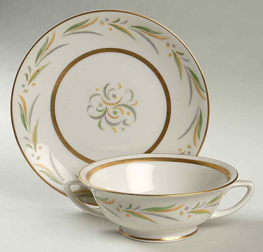 Autumn (Smooth Edge) Footed Cream Soup Bowl & Saucer Set by Royal Jackson-1