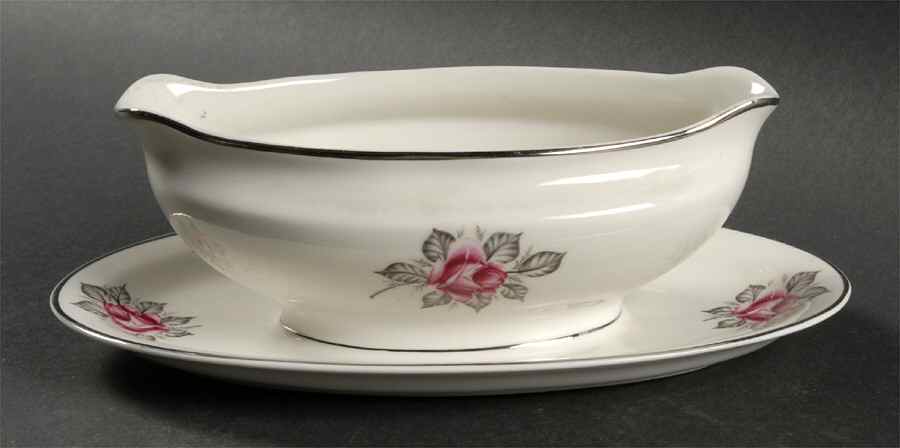 Carmen (Red Rose) Gravy Boat with Attached Underplate by Royal Jackson-1