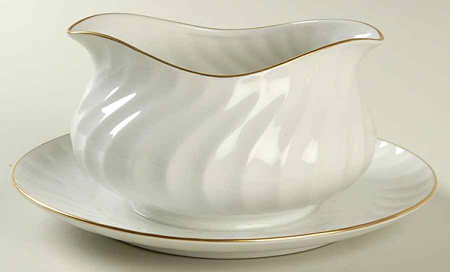 Celebrity (Gold) Gravy Boat with Attached Underplate by Royal Jackson-1