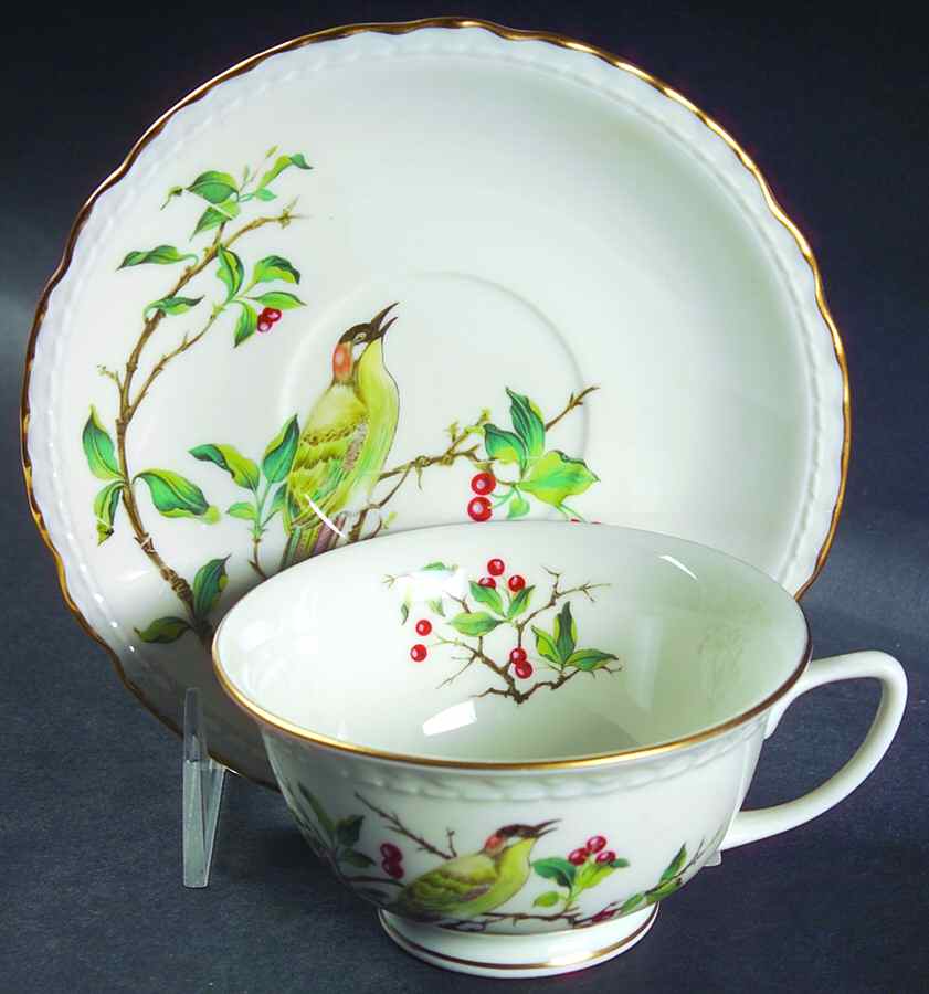 Cherry Branch Footed Cup & Saucer Set by Royal Jackson-1