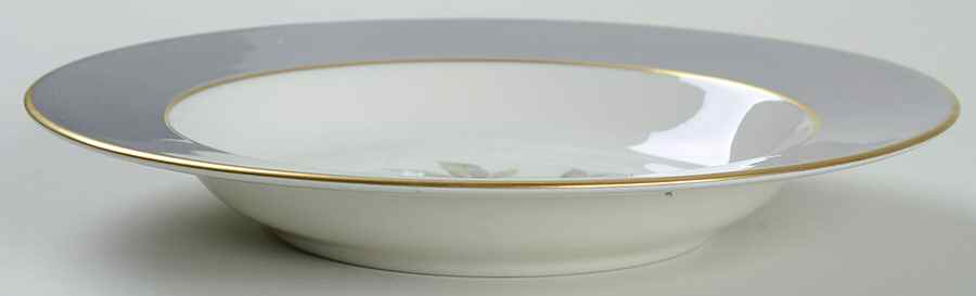 Countess Heirloom Gray (Gold Trim) Rim Soup Bowl by Royal Jackson-1