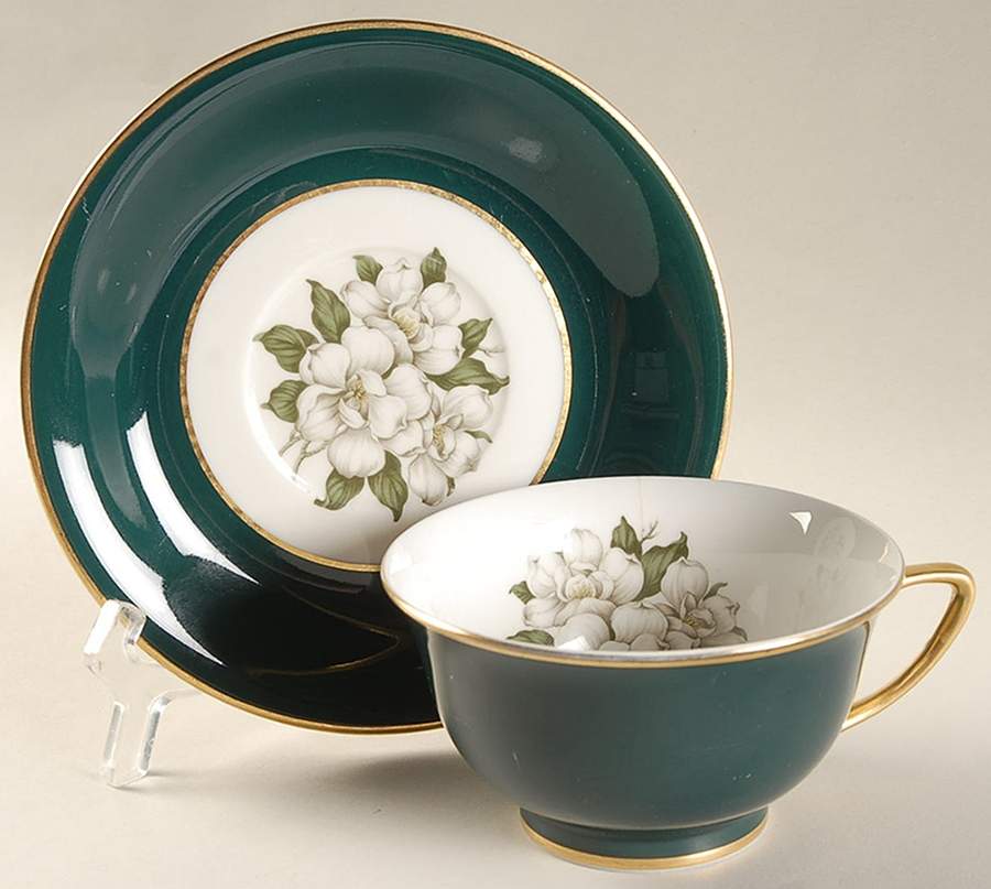 Countess Madison Teal Green Footed Cup & Saucer Set by Royal Jackson-1