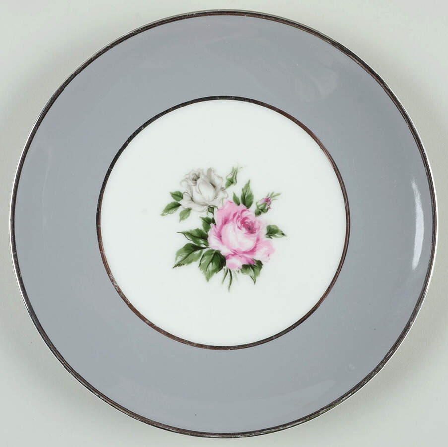 Countess Margaret Rose Gray (Platinum Trim) Dessert/Pie Plate by Royal Jackson-1